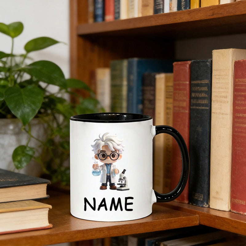 Tailorly Black Accent 11 oz Mug - cartoon scientist