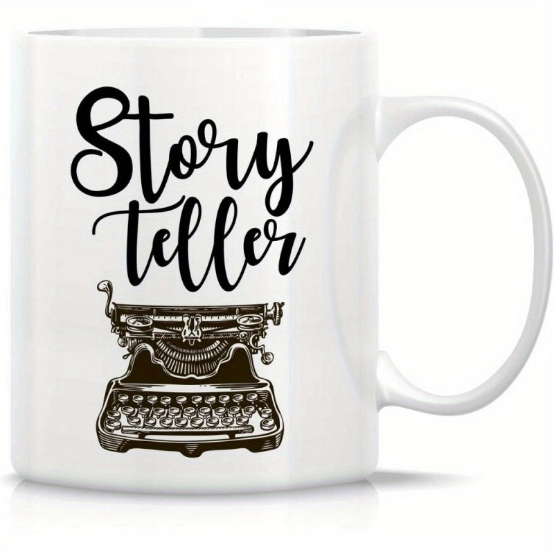 Tailorly White Ceramic 11 oz Mug - Storyteller Classic Mechanical Keys On A Vintage Writing Device For Authors Typewriter