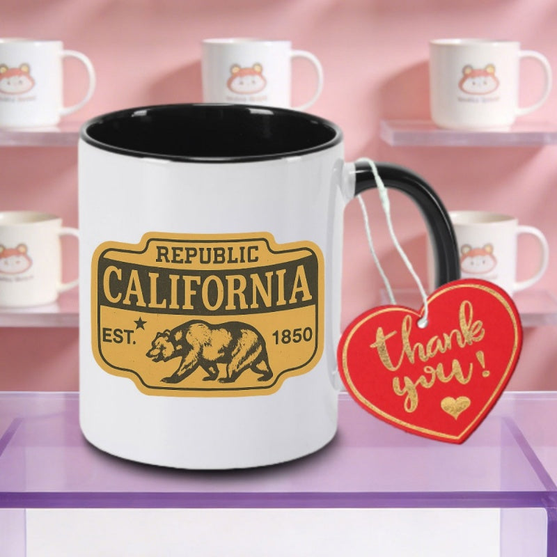 Tailorly Black Accent 11 oz Mug - california 1850 print logo
