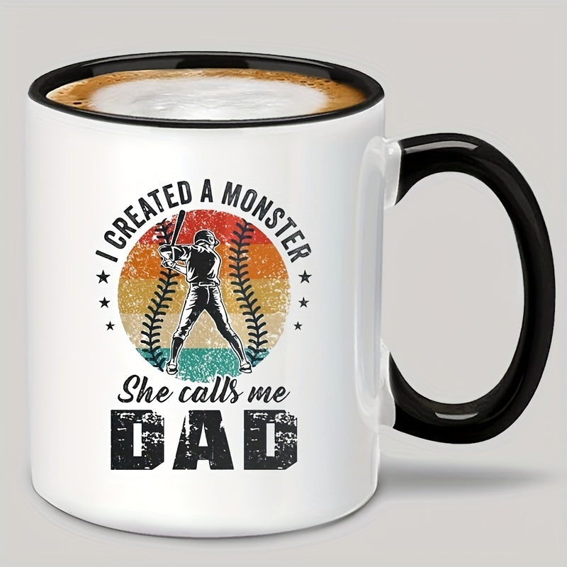 Tailorly Black Accent 11 oz Mug - a monster she dad softball baseball retro