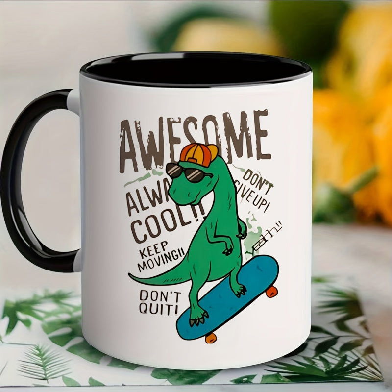 Tailorly Black Accent 11 oz Mug - terrifying dinosaurs fun cartoon