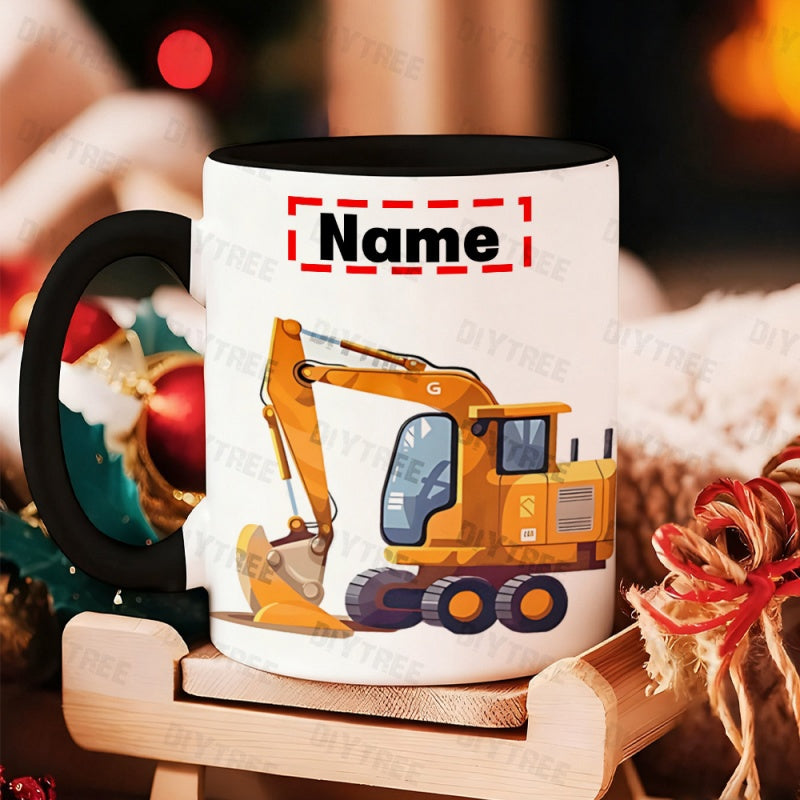Tailorly Black Accent 11 oz Mug - christmas presents customized name excavator themed humorous excavator