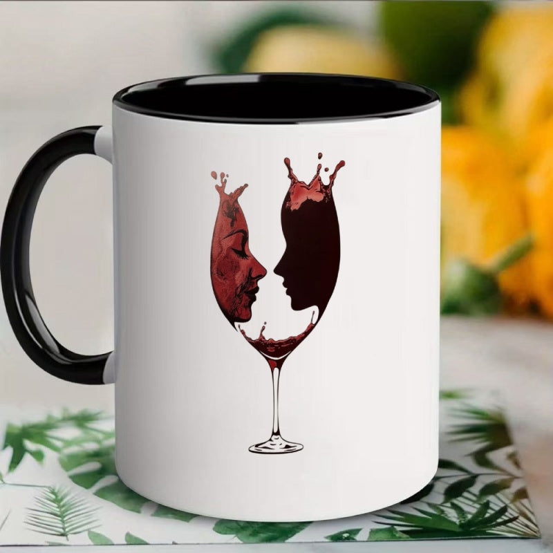 Tailorly Black Accent 11 oz Mug - wine glass lovers design