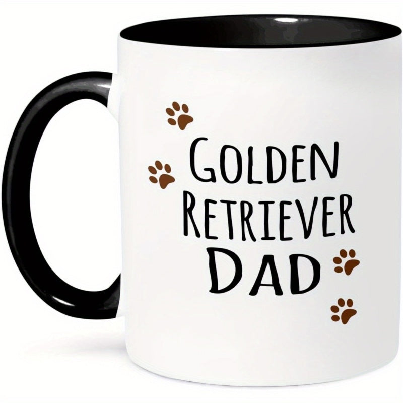 Tailorly Black Accent 11 oz Mug - golden retriever text "dads"