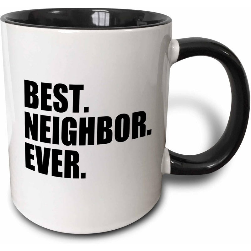 Tailorly Black Accent 11 oz Mug - best neighbor ever text