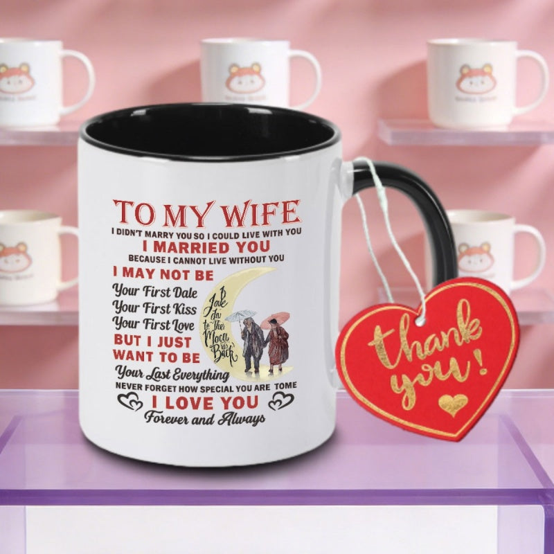 Tailorly Black Accent 11 oz Mug - 11oz to my wife logo letter print