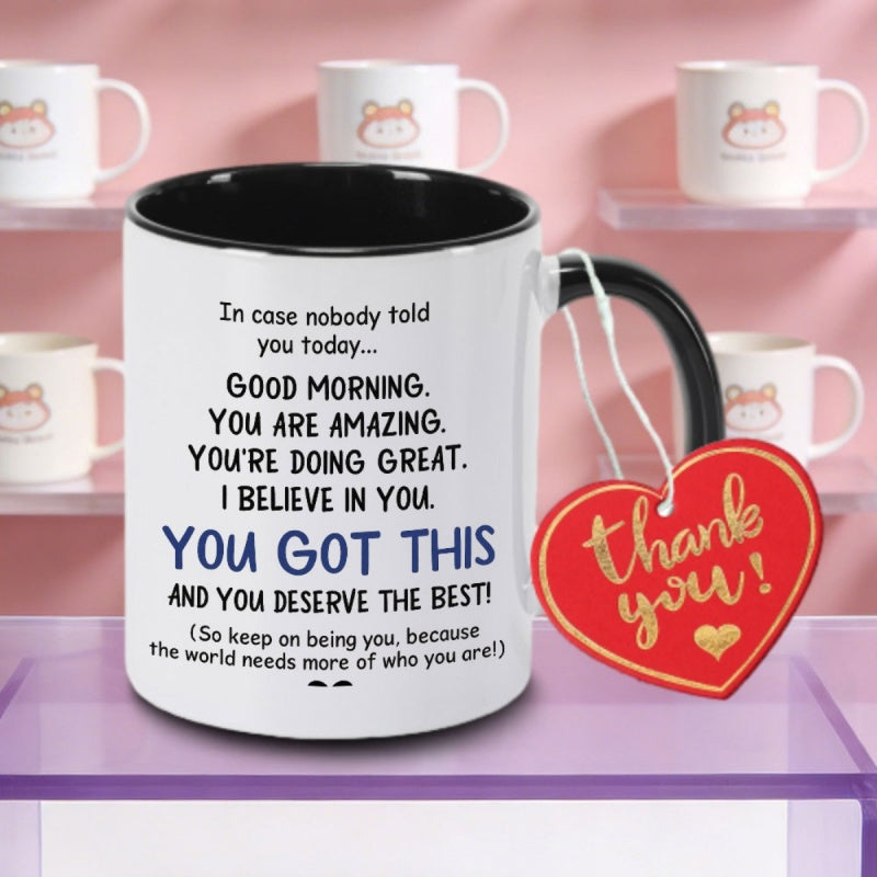 Tailorly Black Accent 11 oz Mug - you are logo coffee cup tea mug thanksgiving gift office use holds tea milk water