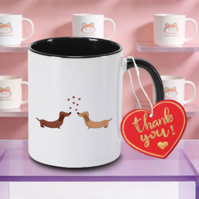 Tailorly Black Accent 11 oz Mug - cute love heart dachshund