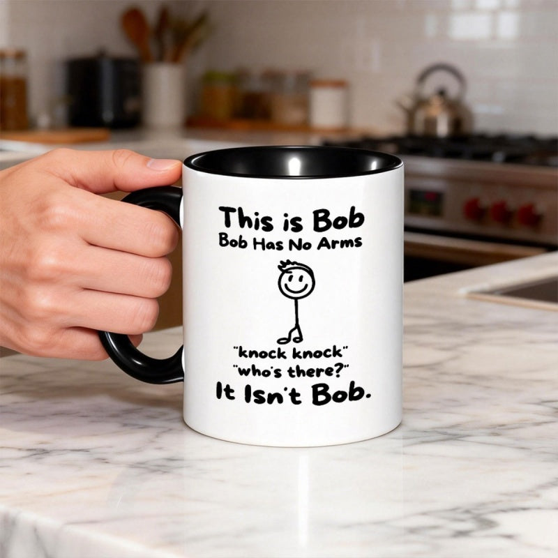 Tailorly Black Accent 11 oz Mug - humorous stickman Bob