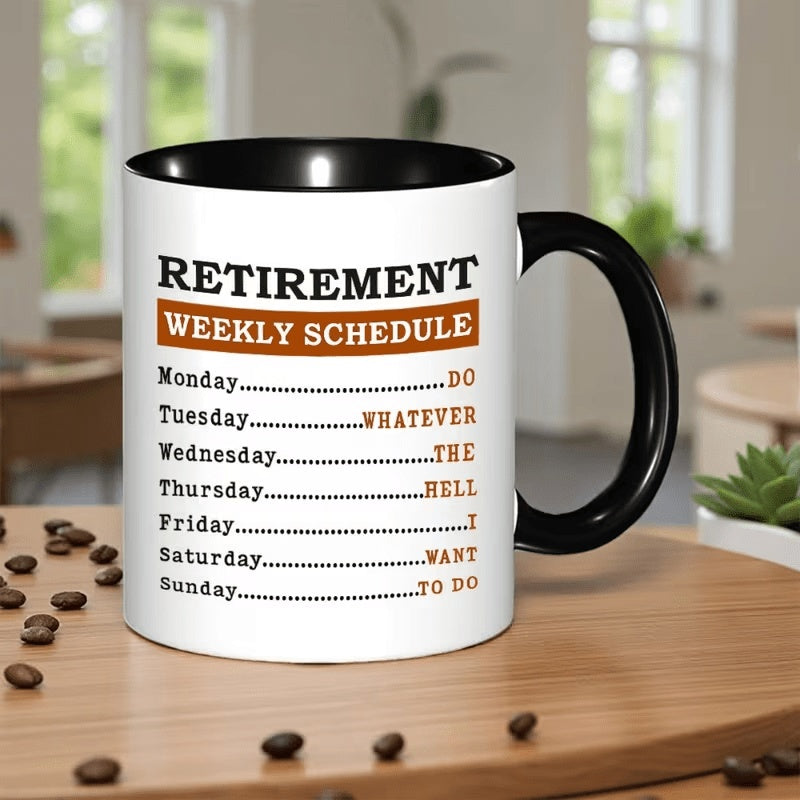 Tailorly Black Accent 11 oz Mug - funny retirement commemorative text