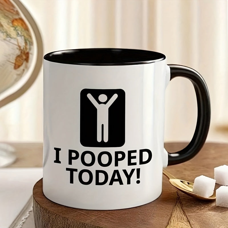 Tailorly Black Accent 11 oz Mug - i pooped today text