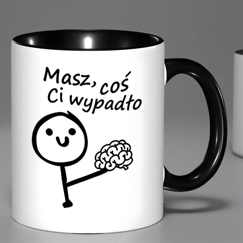 Tailorly Black Accent 11 oz Mug - polish text "co mnie from me" with stickman design