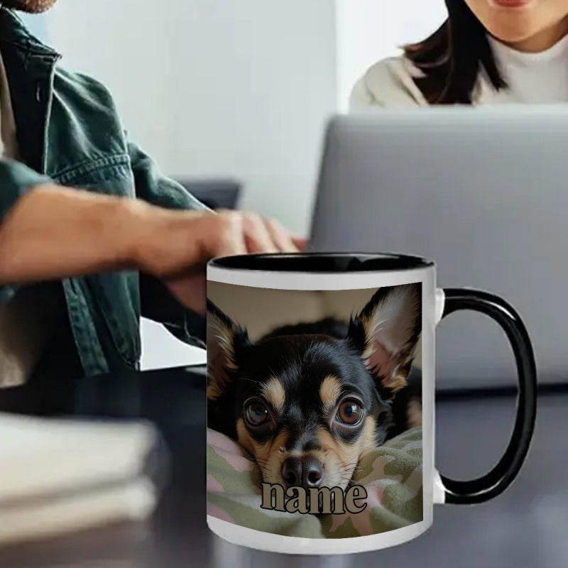 Tailorly Black Accent 11 oz Mug - cartoon chihuahua