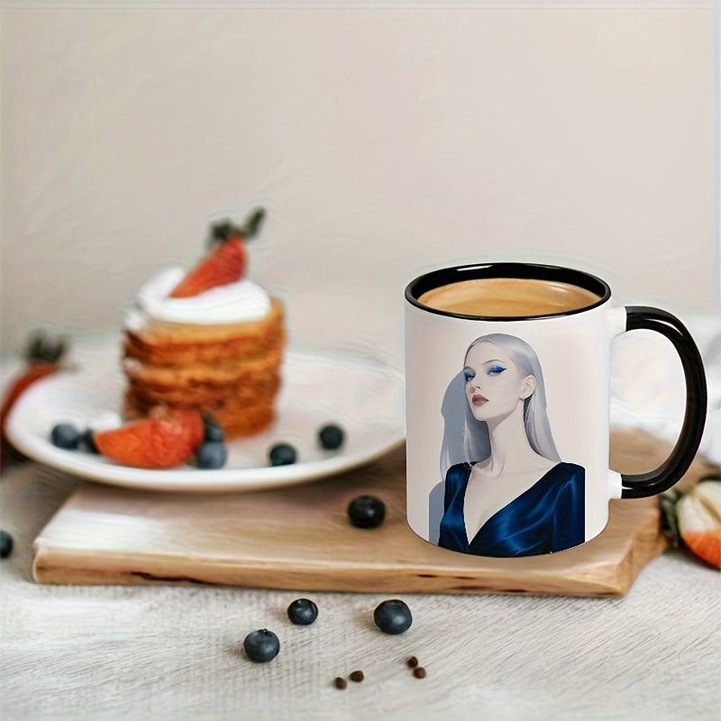 Tailorly Black Accent 11 oz Mug - elegant silvery haired lady double sided print