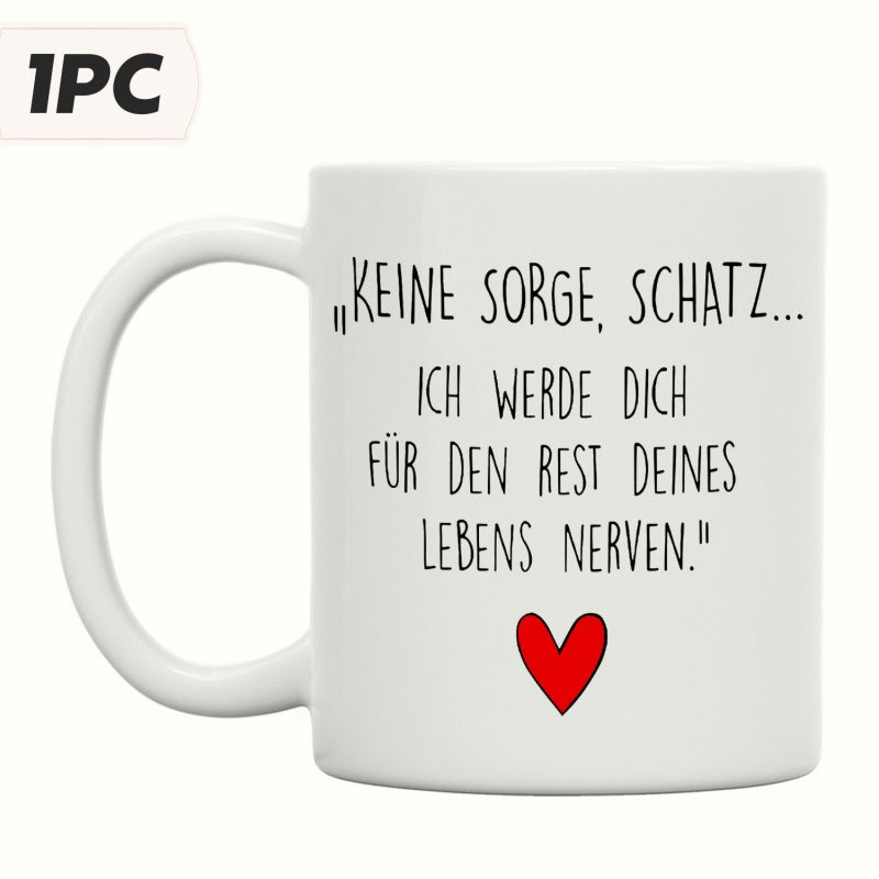 Tailorly White Ceramic 11 oz Mug - Simple Minimalist Red Heart Floating On A White Background Heart