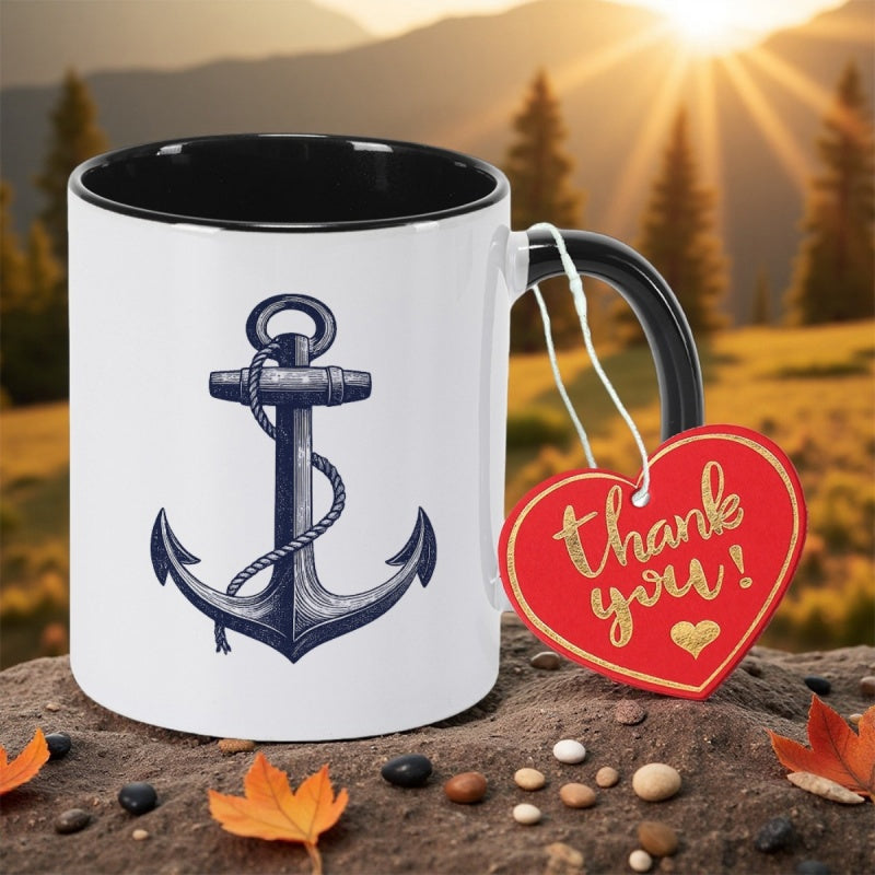 Tailorly Black Accent 11 oz Mug - nautical knot rope