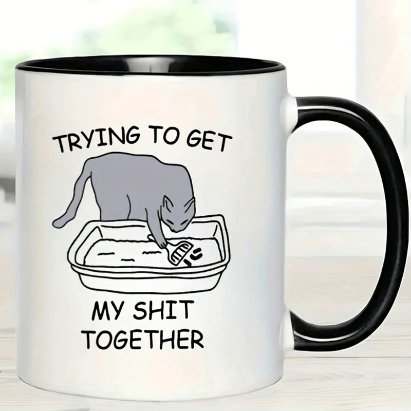 Tailorly Black Accent 11 oz Mug - funny trying to ceramic mug with cute 11oz humorous coffee tea cup dishwasher microwave safe suitable for hot