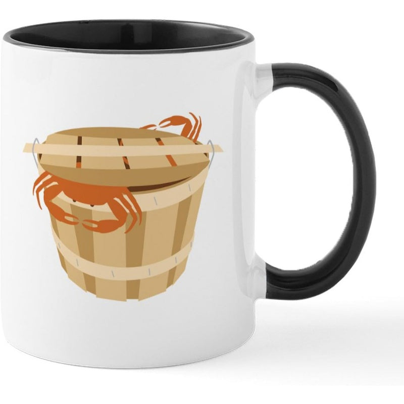 Tailorly Black Accent 11 oz Mug - crab illustration