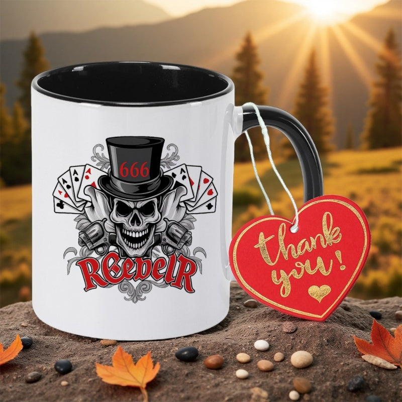 Tailorly Black Accent 11 oz Mug - punk animal skull