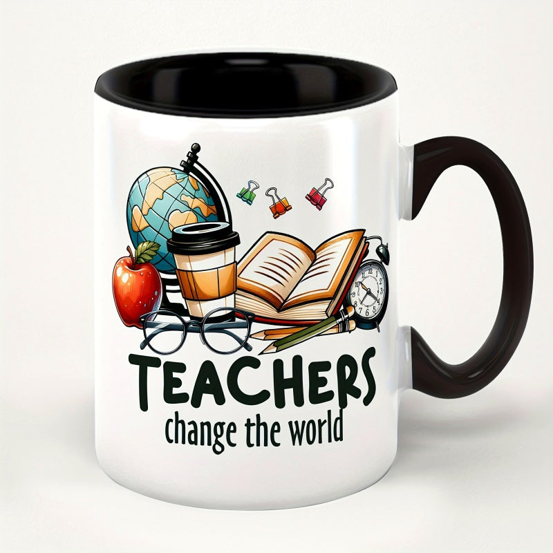 Tailorly Black Accent 11 oz Mug - coffee mug reusable ceramic teacup water mug hand wash only 11 oz 330 ml office party wedding and holiday gifts