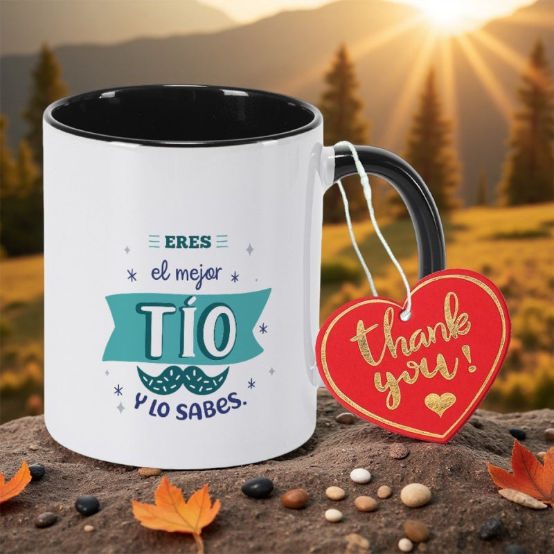 Tailorly Black Accent 11 oz Mug - with best mentor father teacher print