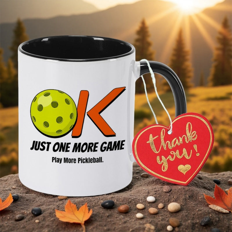 Tailorly Black Accent 11 oz Mug - pickleball print