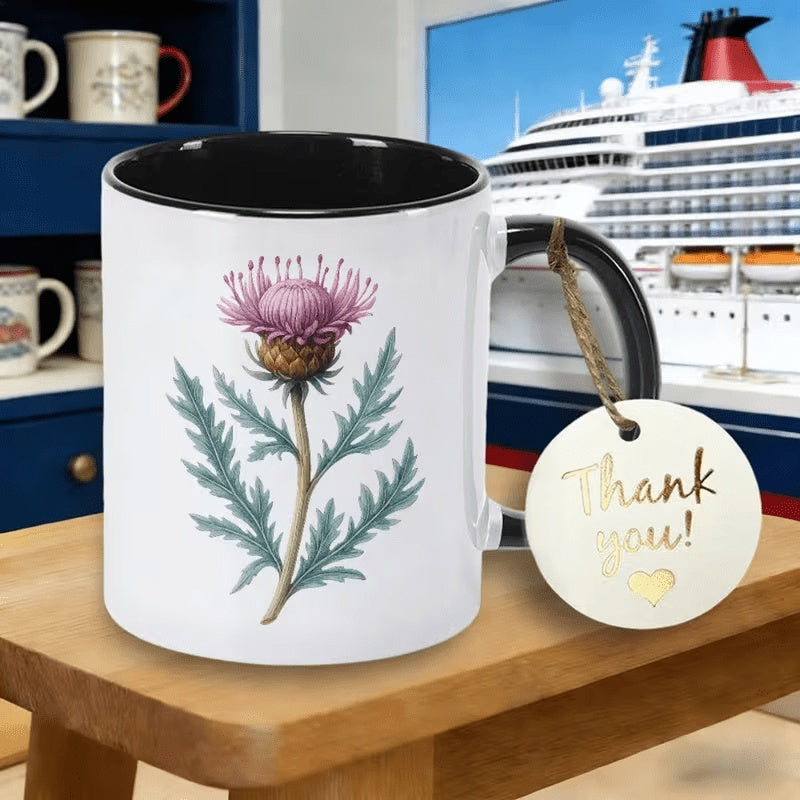 Tailorly Black Accent 11 oz Mug - scottish thistle design logo