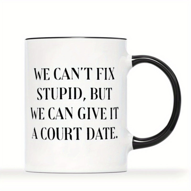 Tailorly Black Accent 11 oz Mug - sarcastic text "t fix stupid but"