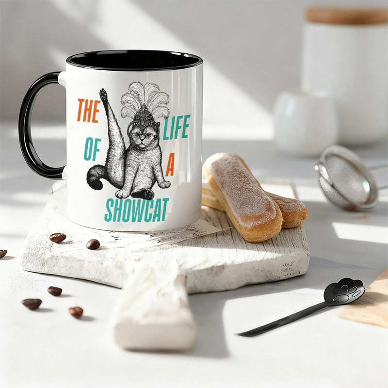 Tailorly Black Accent 11 oz Mug - funny cat cartoon