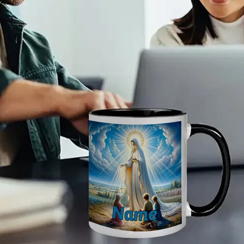 Tailorly Black Accent 11 oz Mug - personalized name text religious