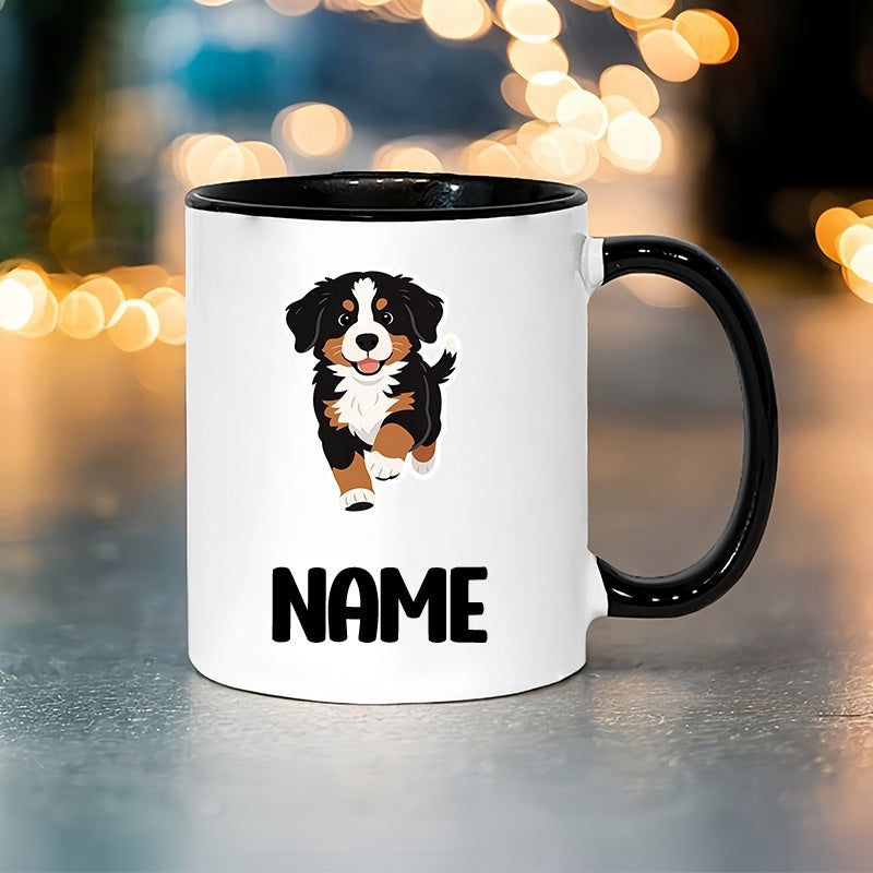 Tailorly Black Accent 11 oz Mug - cute cartoon design of a bernese