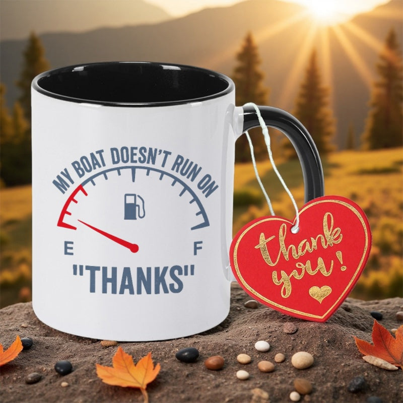 Tailorly Black Accent 11 oz Mug - with boat owner doesnt run on thanks funny boating coffee with fuel print11oz 350mlceramic coffee mug coffee cup