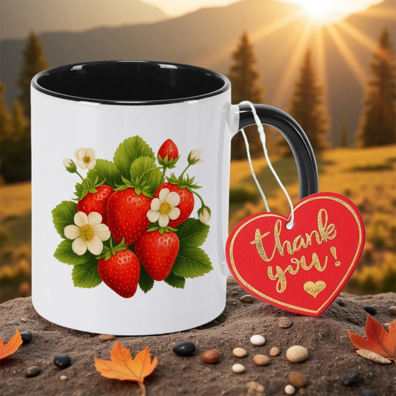 Tailorly Black Accent 11 oz Mug - vibrant strawberry