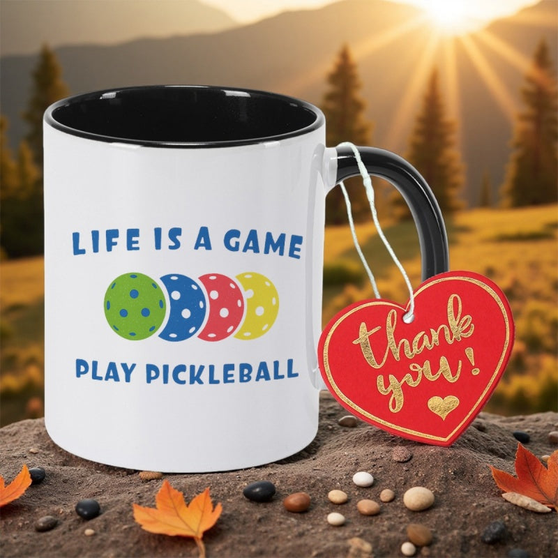 Tailorly Black Accent 11 oz Mug - 11oz ceramic coffee is a game pickleball pickleballs japanese style non slip daily use and holiday gifts