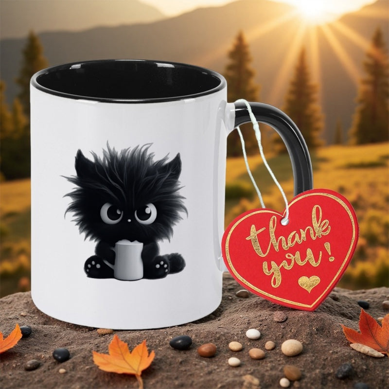 Tailorly Black Accent 11 oz Mug - cute black cat