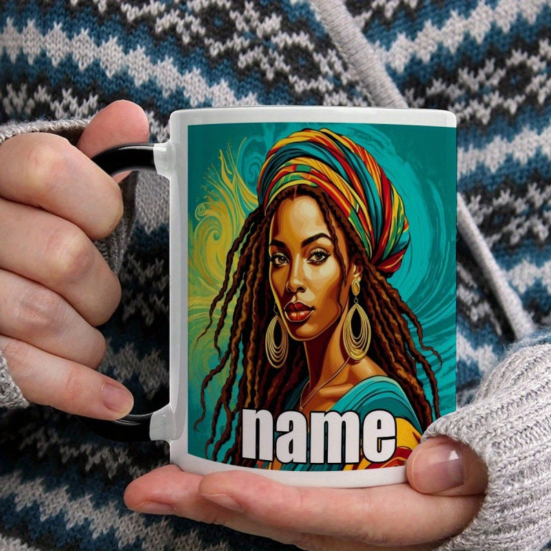 Tailorly Black Accent 11 oz Mug - african style illustration cartoon anime