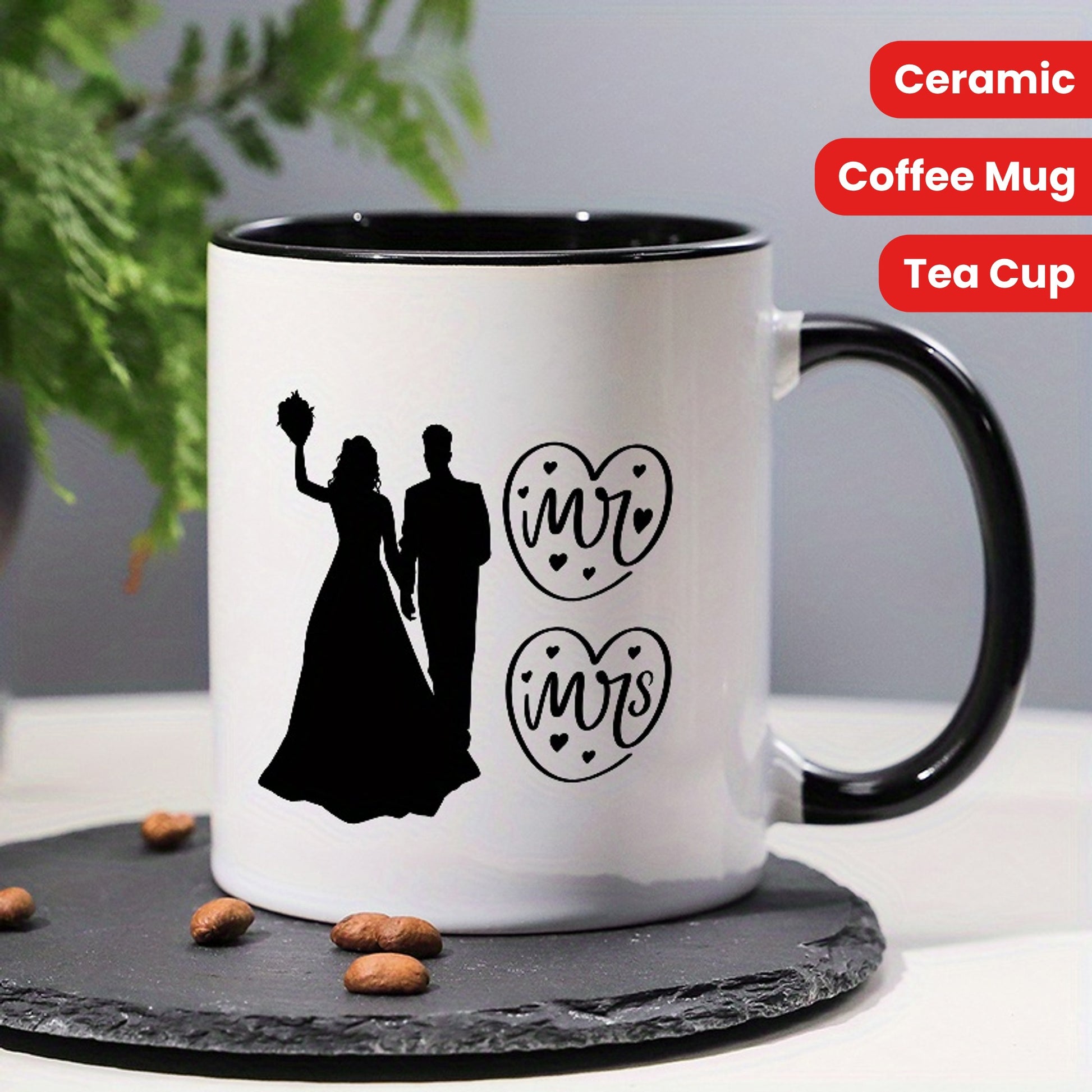 Tailorly Black Accent 11 oz Mug - mr and mrs themed couples silhouette