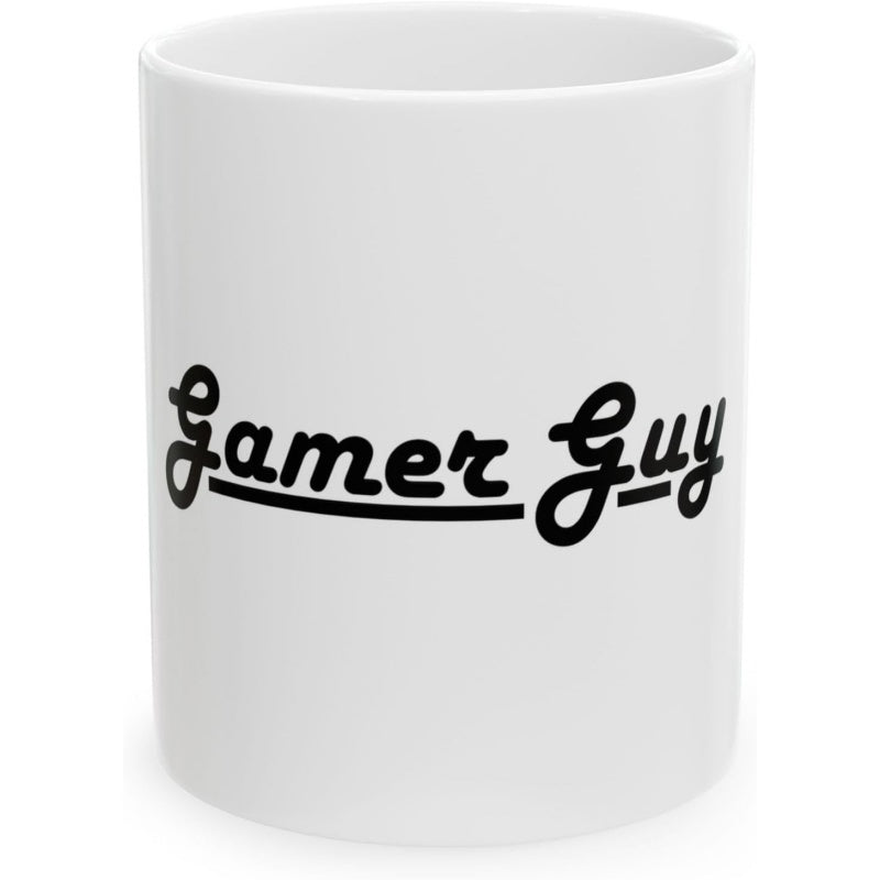 Tailorly White Ceramic 11 oz Mug - Gamer Guy Minimalist White Ceramic Kitchenware With Vintage Black Cursive Handwritten Text Mug