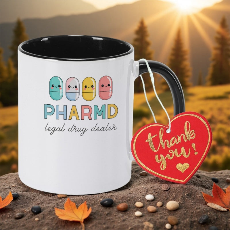 Tailorly Black Accent 11 oz Mug - with pharmacists print