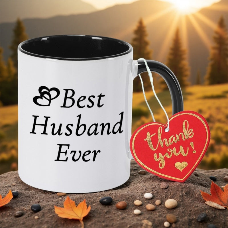 Tailorly Black Accent 11 oz Mug - best husband ever romantic print