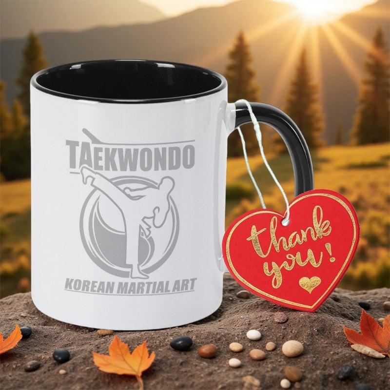 Tailorly Black Accent 11 oz Mug - tae do tae do korean martial arts kick mma fighting novelty s