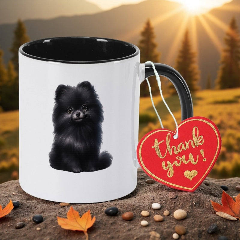Tailorly Black Accent 11 oz Mug - cute black pomeranian