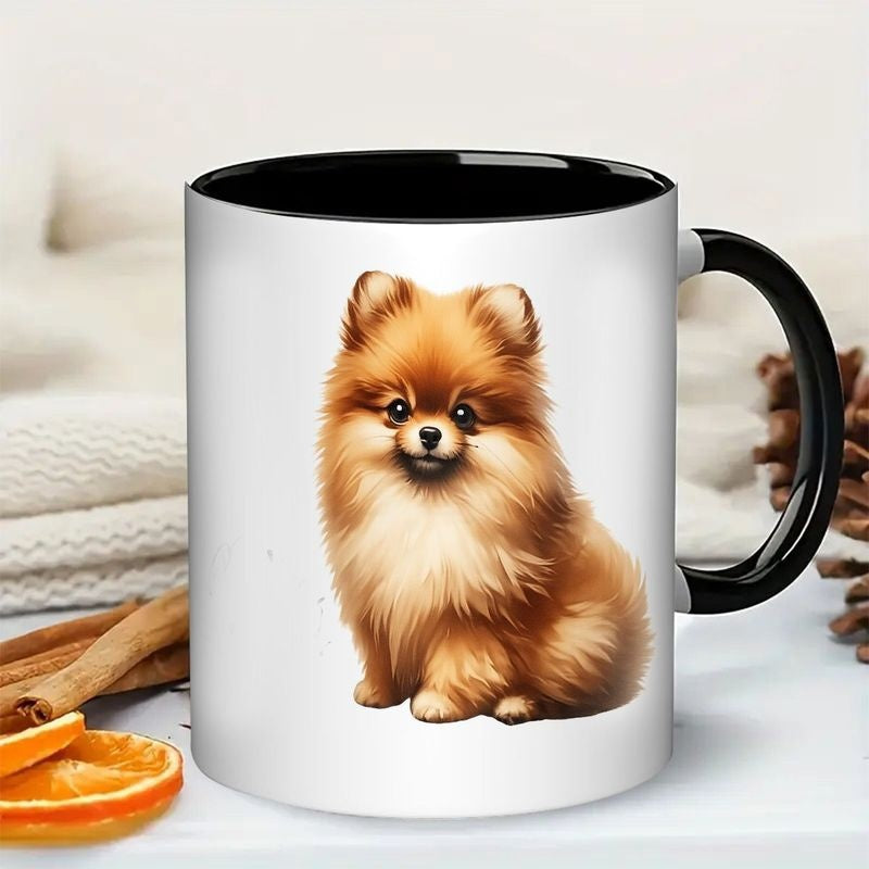 Tailorly Black Accent 11 oz Mug - pomeranian dog