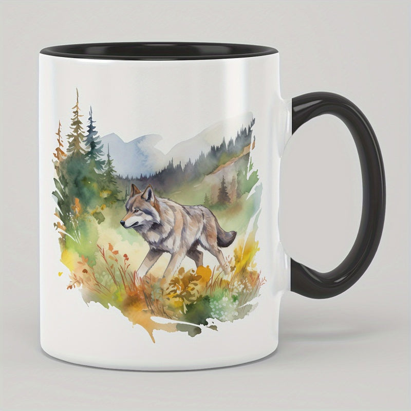 Tailorly Black Accent 11 oz Mug - wolf design