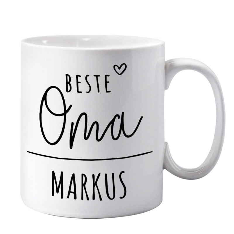 Tailorly White Ceramic 11 oz Mug - Minimalist Black Script Lettering With Delicate Heart On Clean