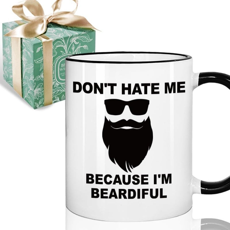 Tailorly Black Accent 11 oz Mug - dont hate me im beardiful