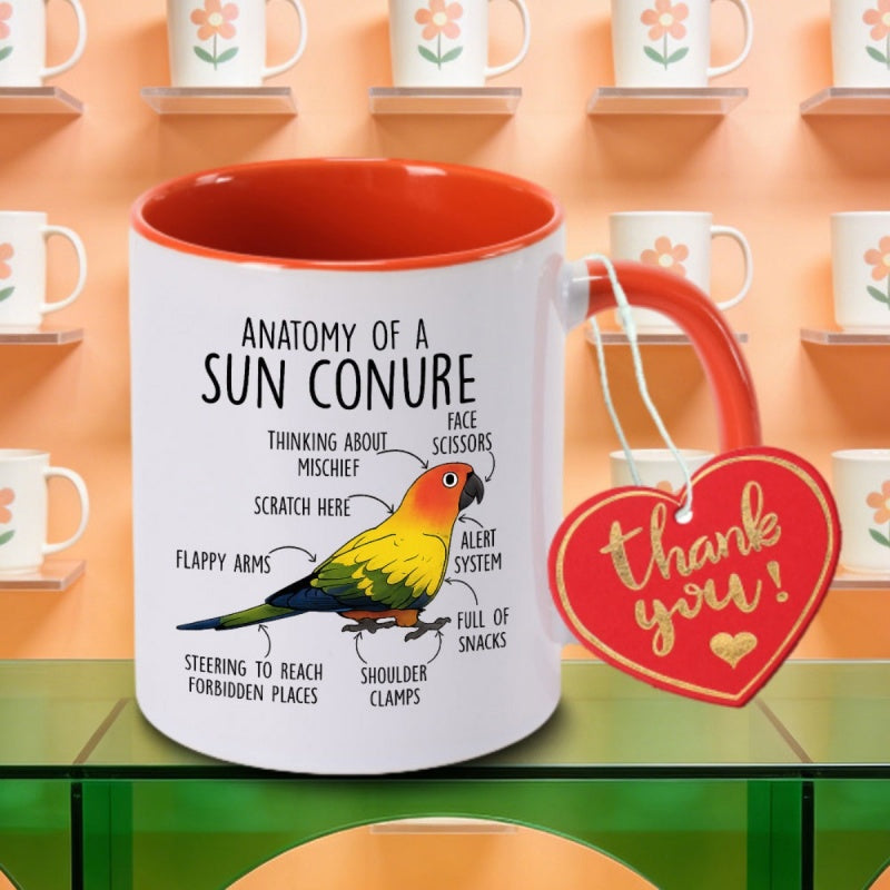 Tailorly Black Accent 11 oz Mug - sun conure design logo
