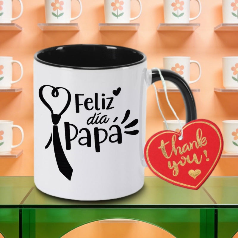 Tailorly Black Accent 11 oz Mug - spanish happy fathers day design logo