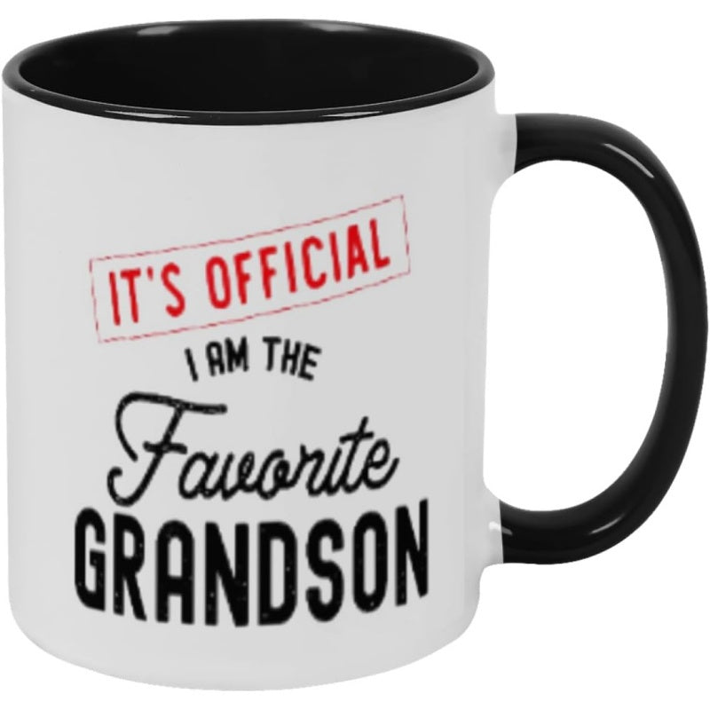 Tailorly Black Accent 11 oz Mug - a humorous ceramic mug with a design perfect as a gift for a mug enthusiast for grandsons who their grandmothers