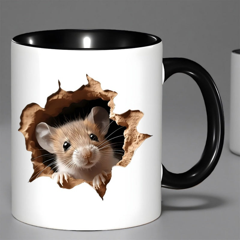Tailorly Black Accent 11 oz Mug - a mouse peeking